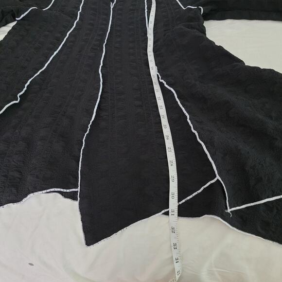 IC by Connie K Top Black Medium Textured Tunic Asymmetrical Boho Lagenlook - Picture 10 of 11